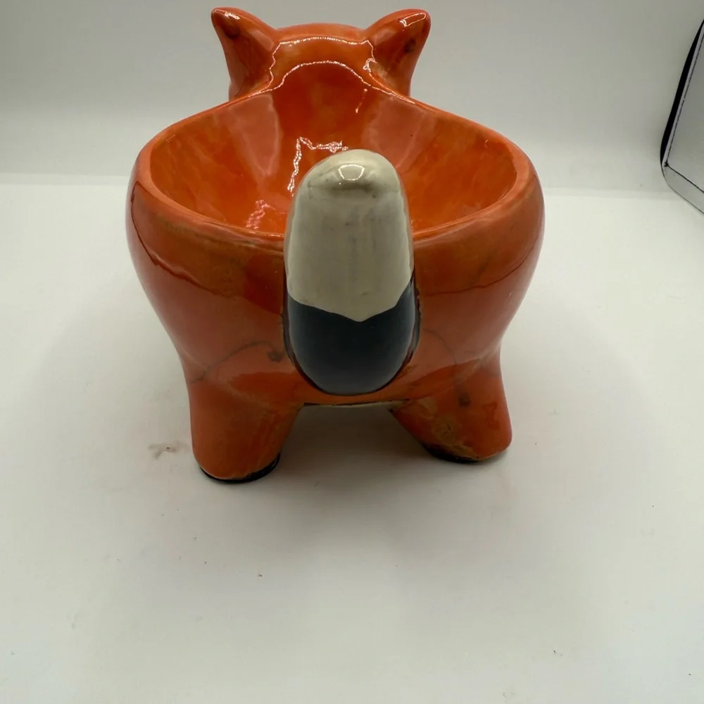 Charming pier 1 Orange Fox Ceramic candy bowl